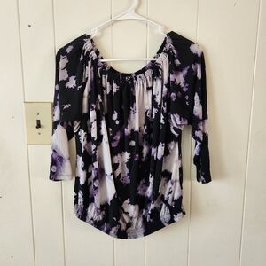 MICHAEL Michael Kors Abstract Black and Purple Blouse Size XS